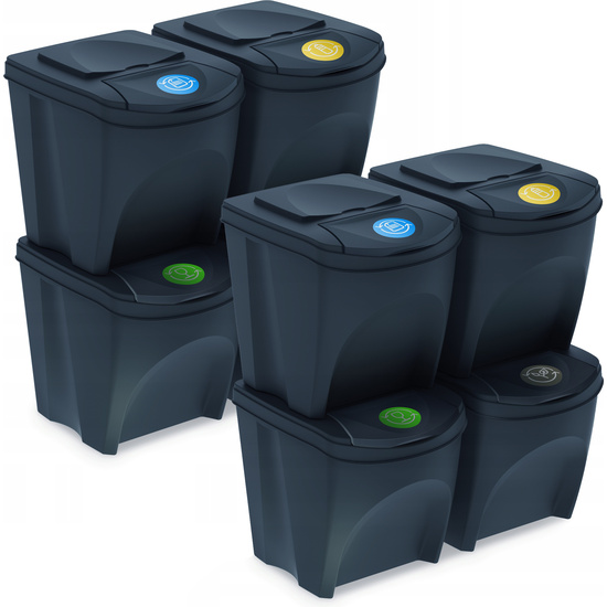 2 unidades de juego de 4 cubos de reciclaje 100l prosperplast sortibox de plastico en colo
