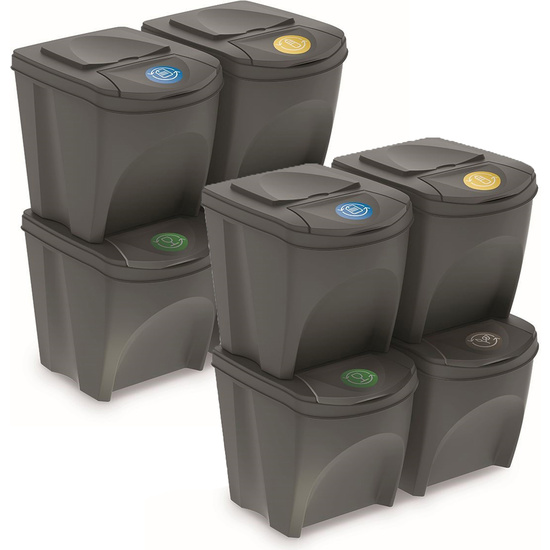 2 unidades de juego de 4 cubos de reciclaje 100l prosperplast sortibox de plastico en colo