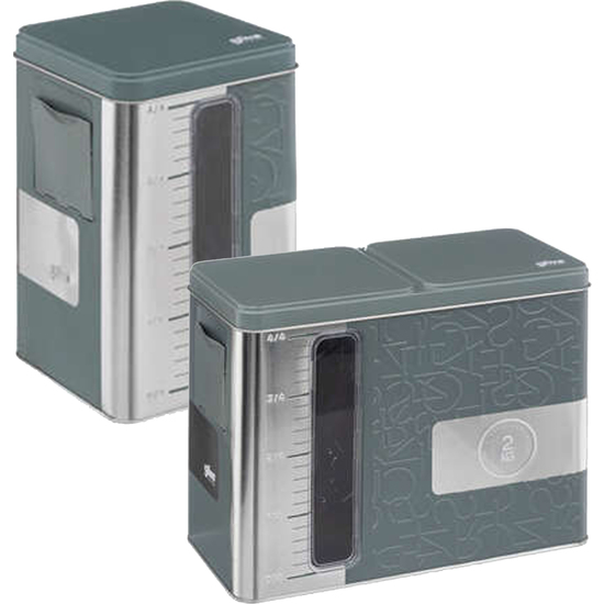 2x caja de almacenamiento color verde con medidor para verter: caja 1kg + caja 2kg