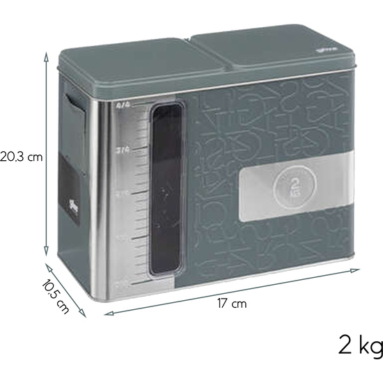 2x caja de almacenamiento color verde con medidor  para verter: caja 1kg + caja 2kg