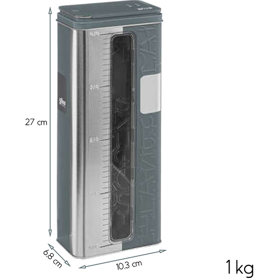 2x caja de almacenamiento color verde con medidor  para verter: caja 1kg + caja 3kg