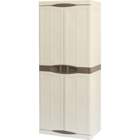 Armario porta escobas en polipropileno, color marfil y taupe, l 700 x p 470 x h 1780 mm co