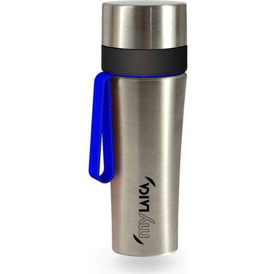 Botella personal 0,5 l deportiva y filtrante en acero inoxidable - color cromado azul