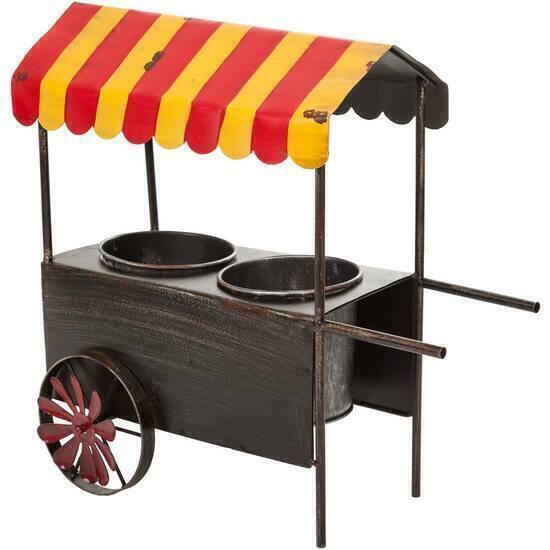 Carrito macetero de metal
