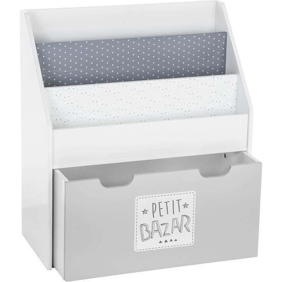 Estantería con contenedor y ruedines en color gris|l. 62,7 x p. 30 x h. 70 cm
