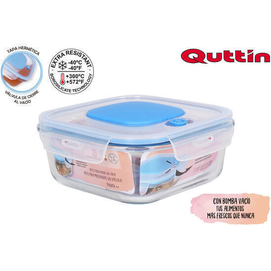 Fiambrera cuadrada con tapa vacio 18.5x18.5 cm