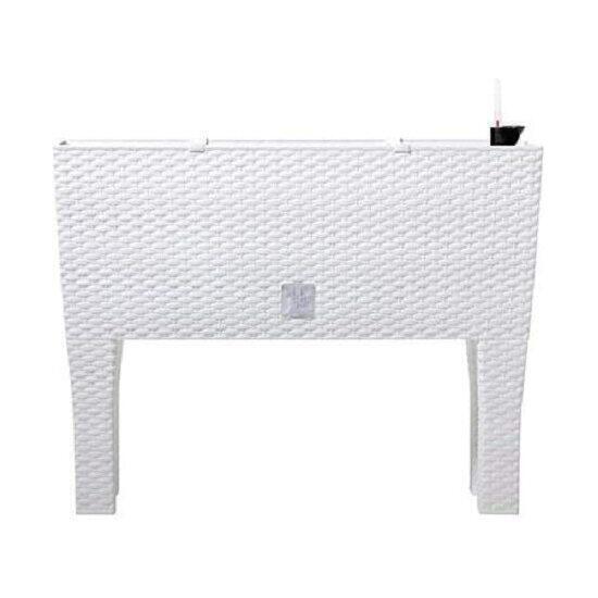 Jardinera alta rectangular 30 litros con autorriego color blanco con patas