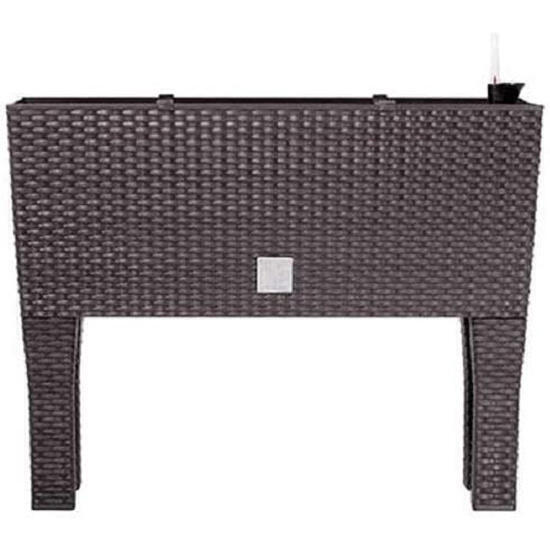 Jardinera alta rectangular 30l con autorriego - ocre oscuro con patas