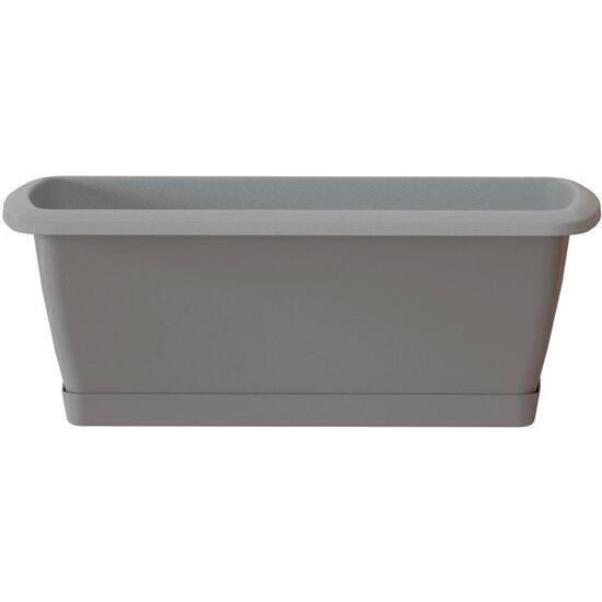 Jardinera respana con soporte de plastico en color gris piedra 49  x 18,4  x 14,5  cm