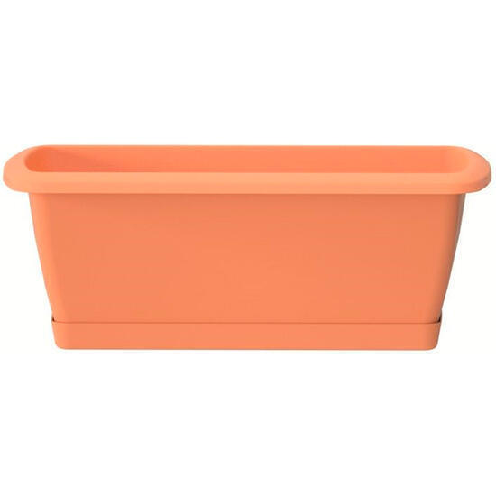 Jardinera respana con soporte de plastico en color terracota 49  x 18,4  x 14,5  cm