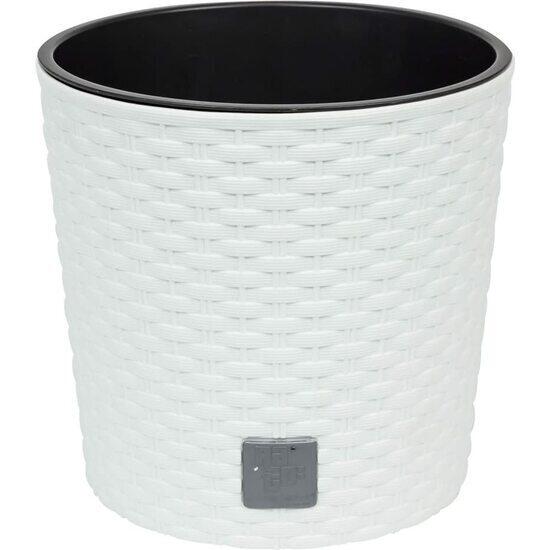 Maceta redonda 8,7 litros rato con cubilete para plantar en color blanco