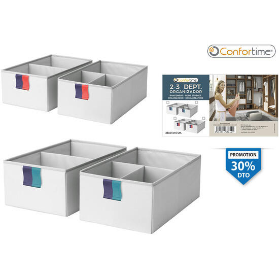 Organizador 2-3 departamentos 25x41x16cm confortime - colores surtidos