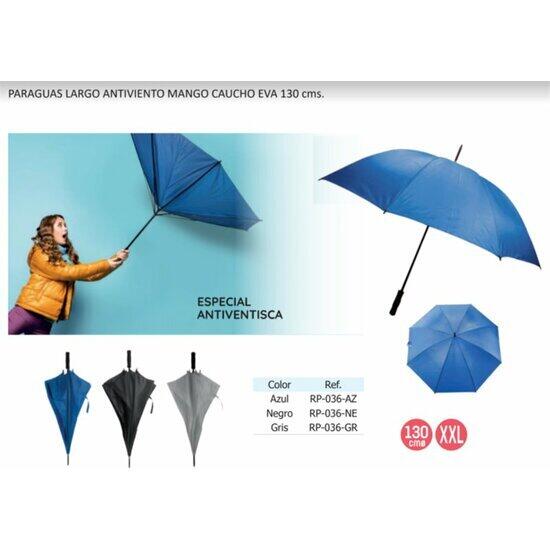 Paraguas antiviento largo mango caucho eva 130cm tamaño - gris