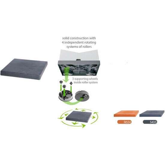 Plataforma movil para macetas prosperplast de plastico cuadrada con 4 ruedas 29,2 x 29,2 x
