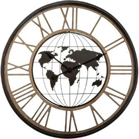 Reloj mecánico  metálico mapamundi