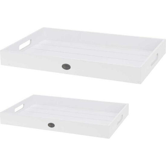 Serving tray, wood, set of 2pcs, rectangular, size small: 340x200x45mm, large: 480x300x45m