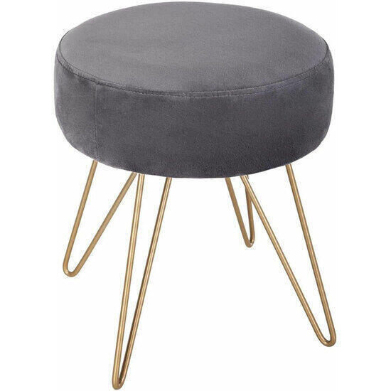 Taburete con patas de horquilla de terciopelo color gris|p. 35 x a. 38,5 cm