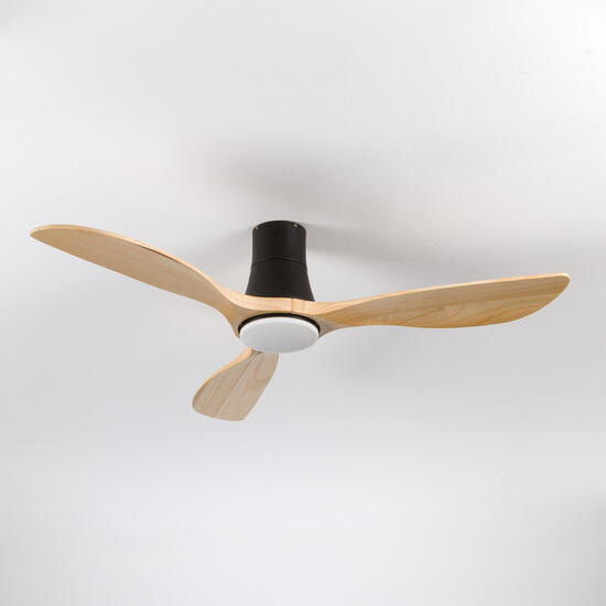 Ventilador techo dakota 55w motor dc 153mm con luz led 18w negro/madera oscura dayron