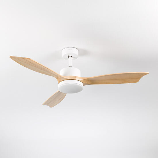 Ventilador techo nueva york 55w motor dc 153mm con luz led 18w blanco/madera clara dayron