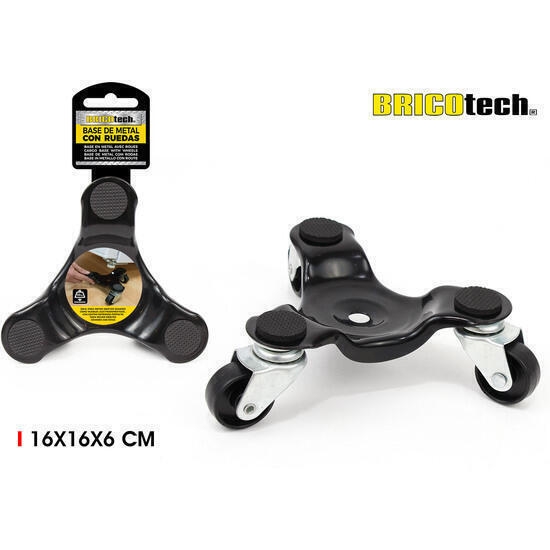 Base metal c/ruedas 16x16x6cm bricotech