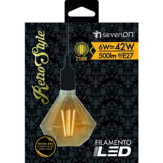 Bombilla led decorativa diamante 100 filamento regulable oro