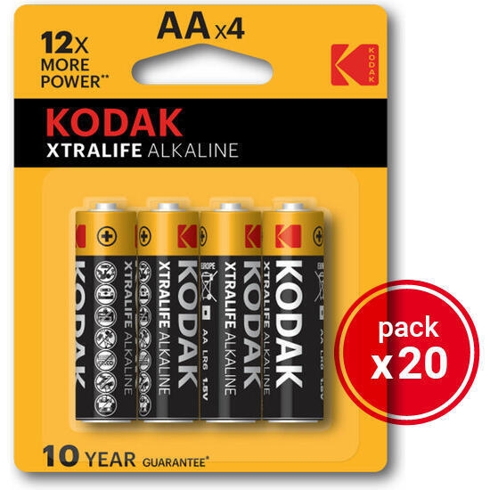 Kodak xtralife alkaline aa - 20 packs de 4uds